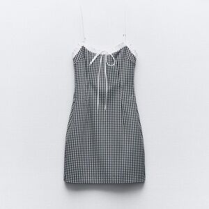 Combination gingham dress Zara